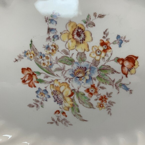 Clifton by Royal Oval Platter Tray Plate Ivory Floral Swirl Rim 11 5/8" - Picture 2 of 9